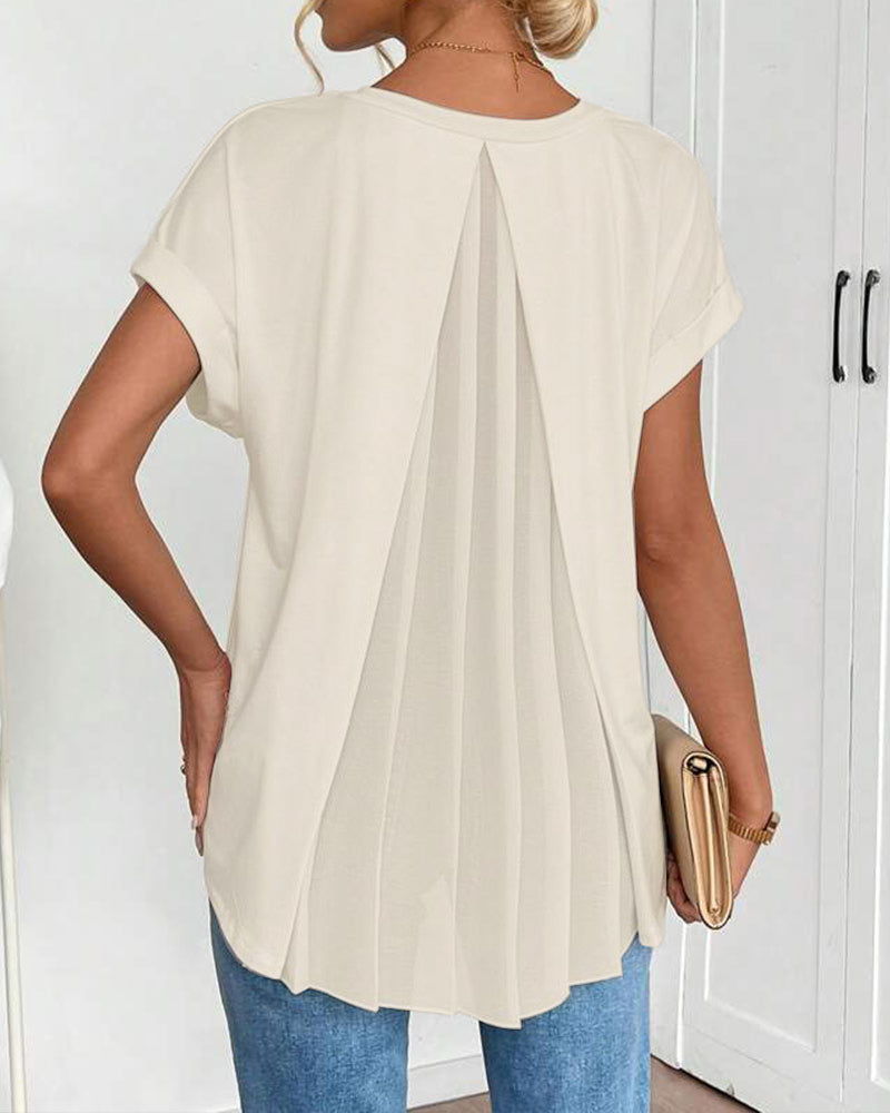 T-Shirt À Manches Courtes Uni Patchwork