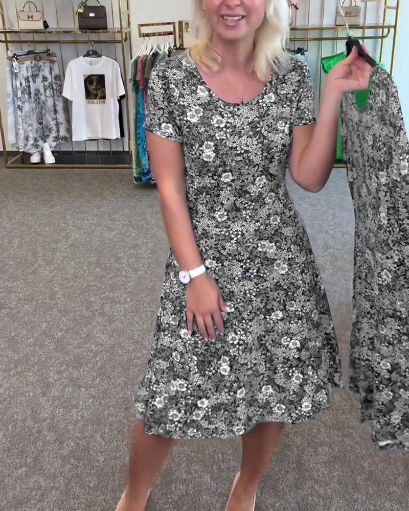 Robe Élégante Taille Fine Imprimée