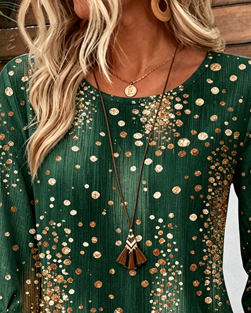 Blouse Col Rond Polka Dot