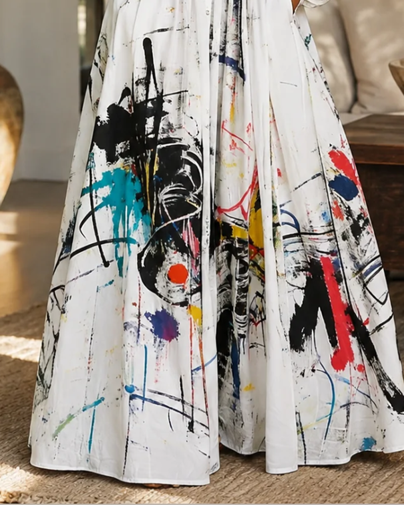 Robe Éclaboussure Artistique Graffiti Revers Chemise