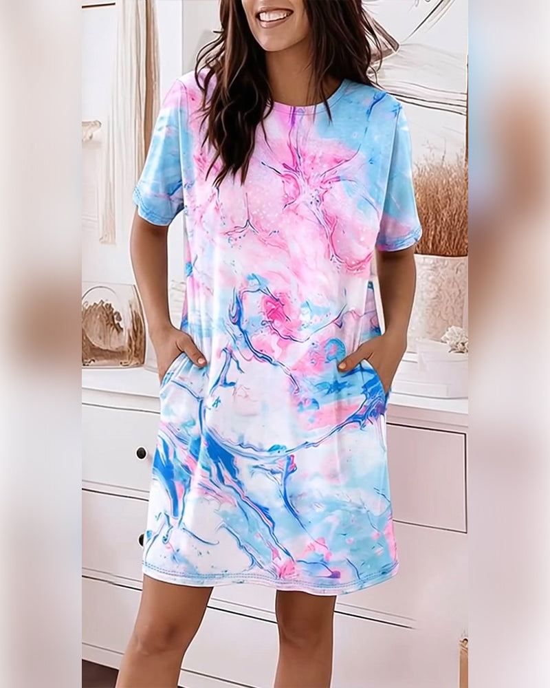 Robes Tie-Dye Fluide Imprimé Ample