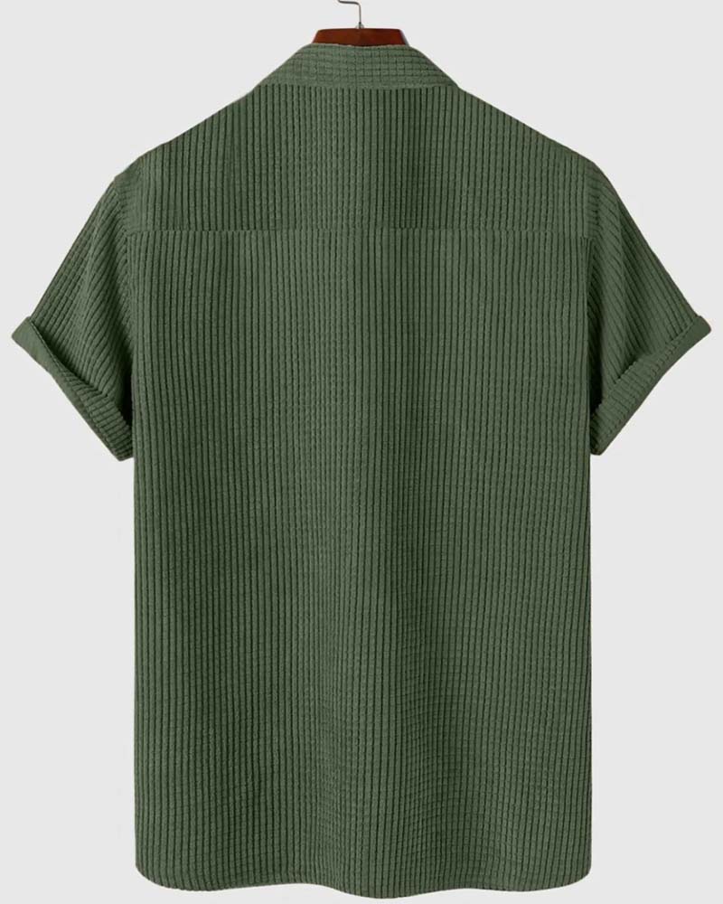 Chemise Revers Bouton Uni Homme Manche Courte
