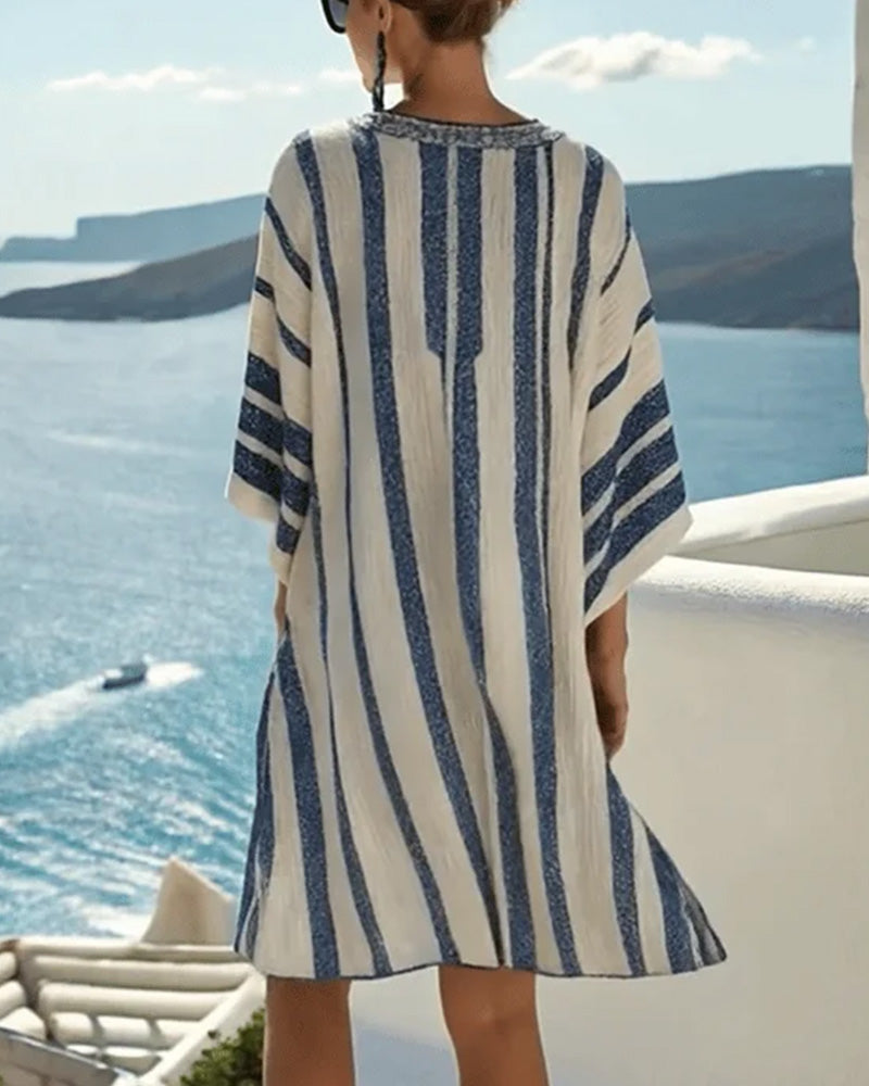 Robe Bleue Et Blanche Rayée Lâche