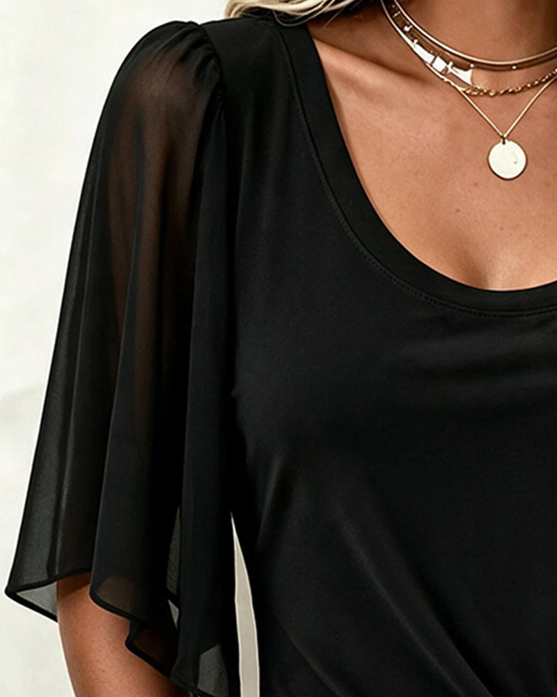 Blouse Col U Unie Décontractée