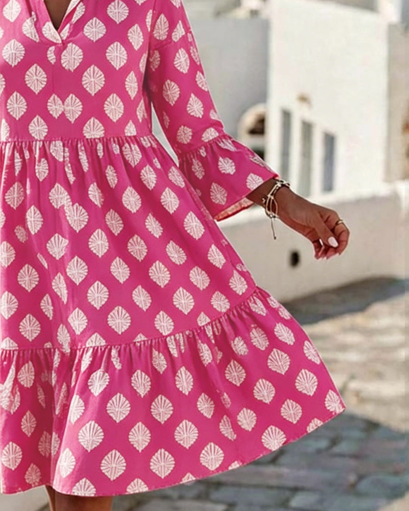 Robe Col V Imprimé