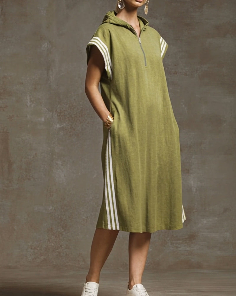 Robe À Capuche À Bloc De Couleur Décontractée