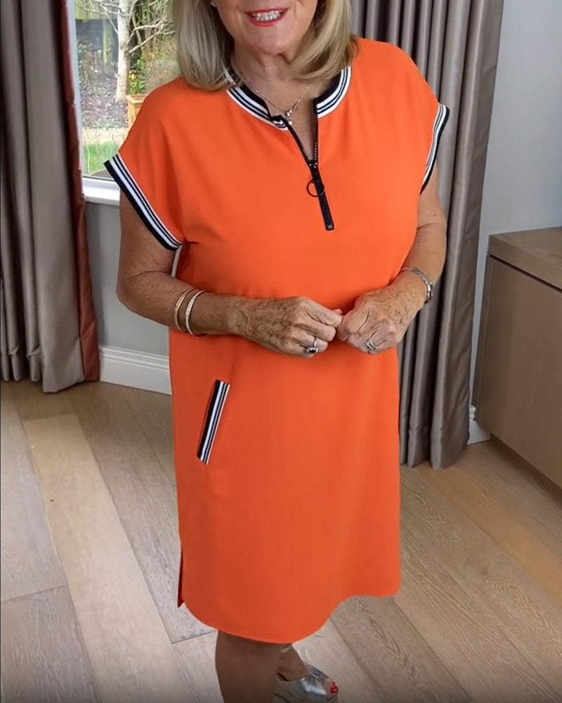 Robe Demi-Zip Couleur Contrastée Sport