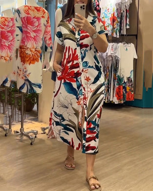 Robe à manches courtes et motif imprimé