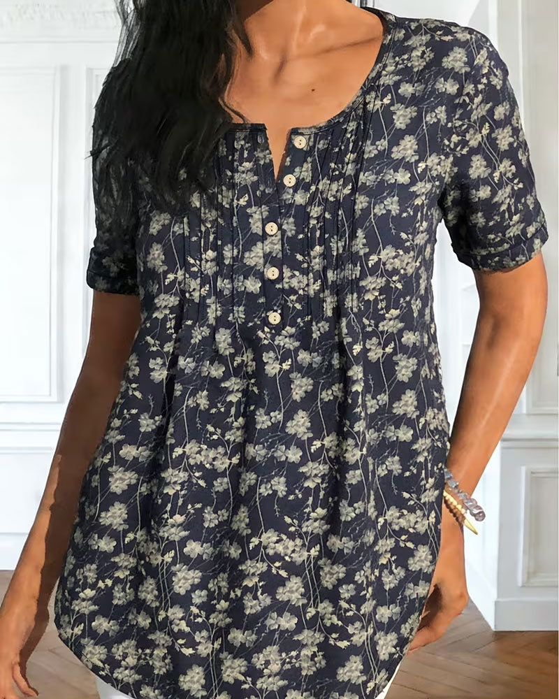 Blouse Vintage Froncée Florale