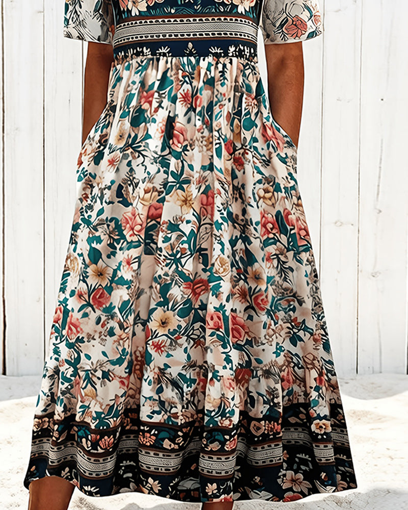 Robe Vintage Floral Cintré Midi