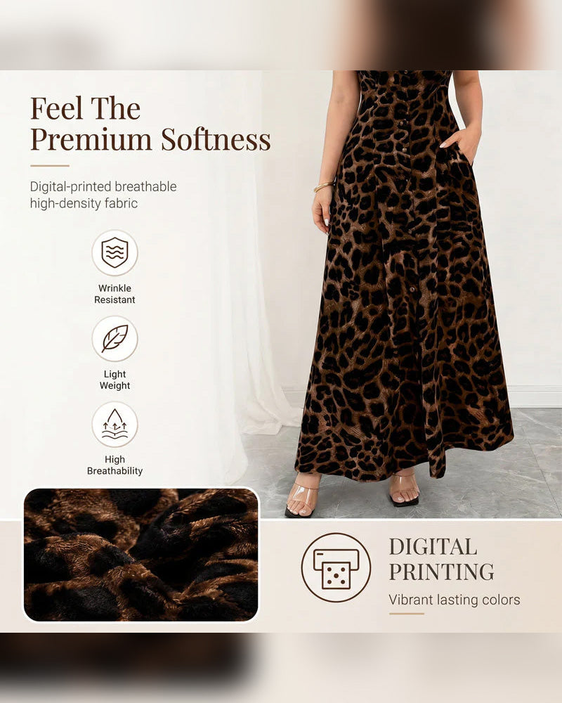 Robe Décontractée Imprimé Léopard Maxi
