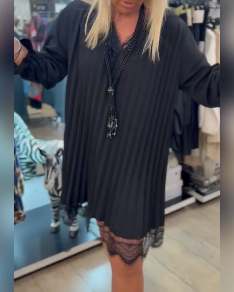 Robe Dentelle Plissée Ample