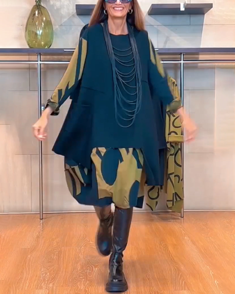 Robe avec imprimé et col rond