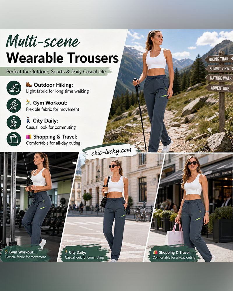 Pantalon Fermeture Éclair Pochette Jambe Droite
