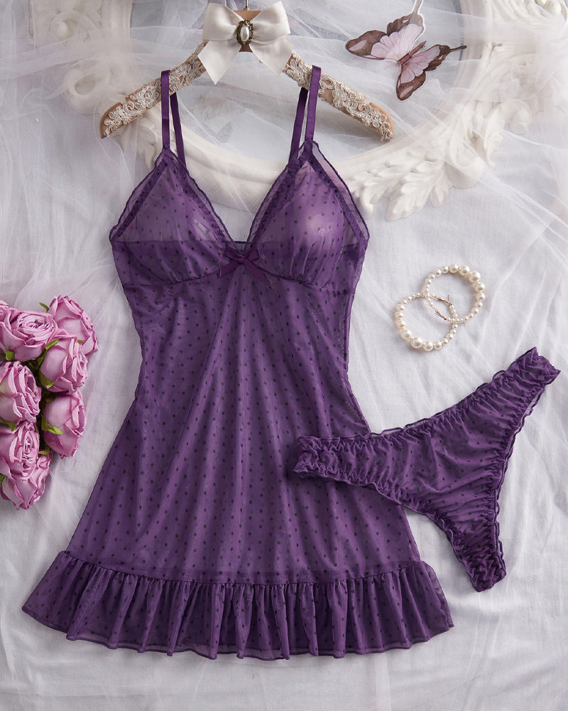 Set Pois Mesh Robe De Nuit