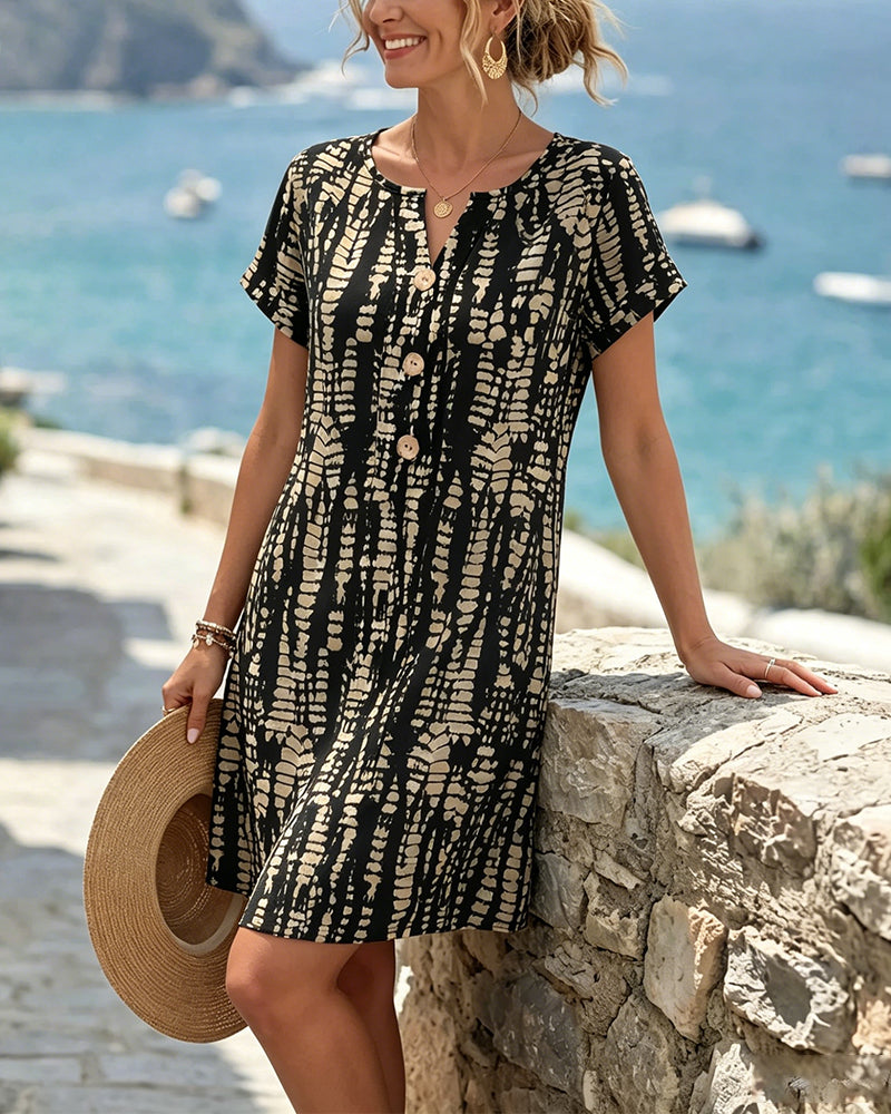 Robe Contraste De Couleur Manches Courtes Ourlet A