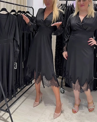 Robe Sexy À Col En V Et Patchwork