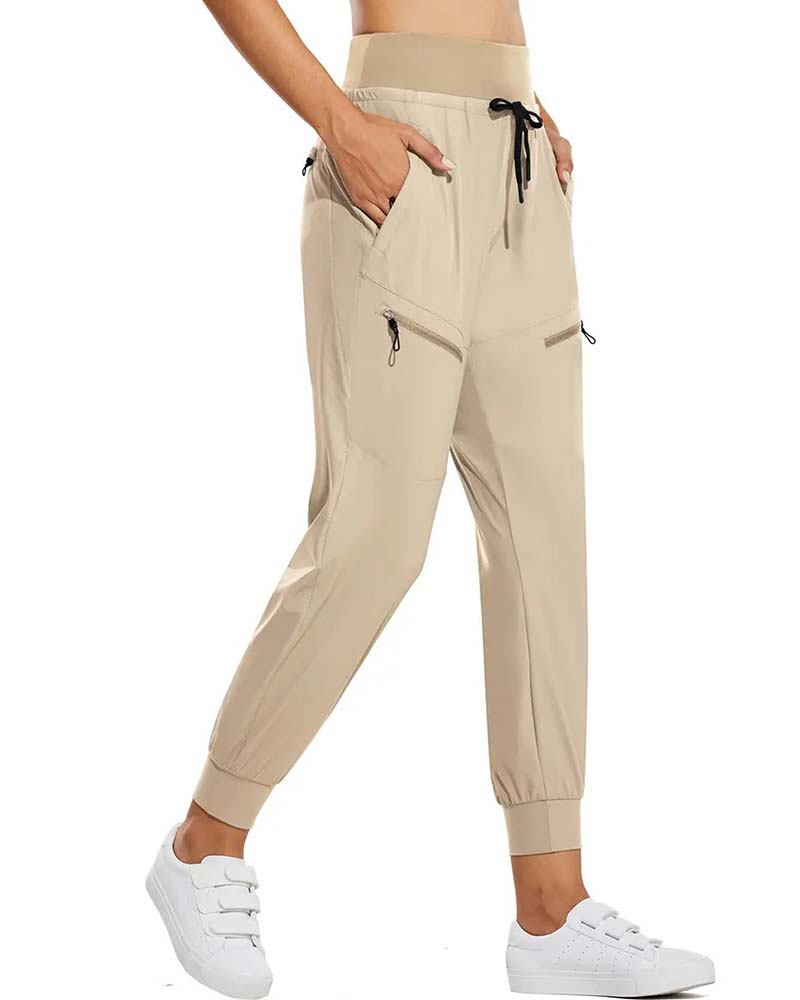 Pantalon À Taille Élastique Cordons De Serrage Poches Tapered