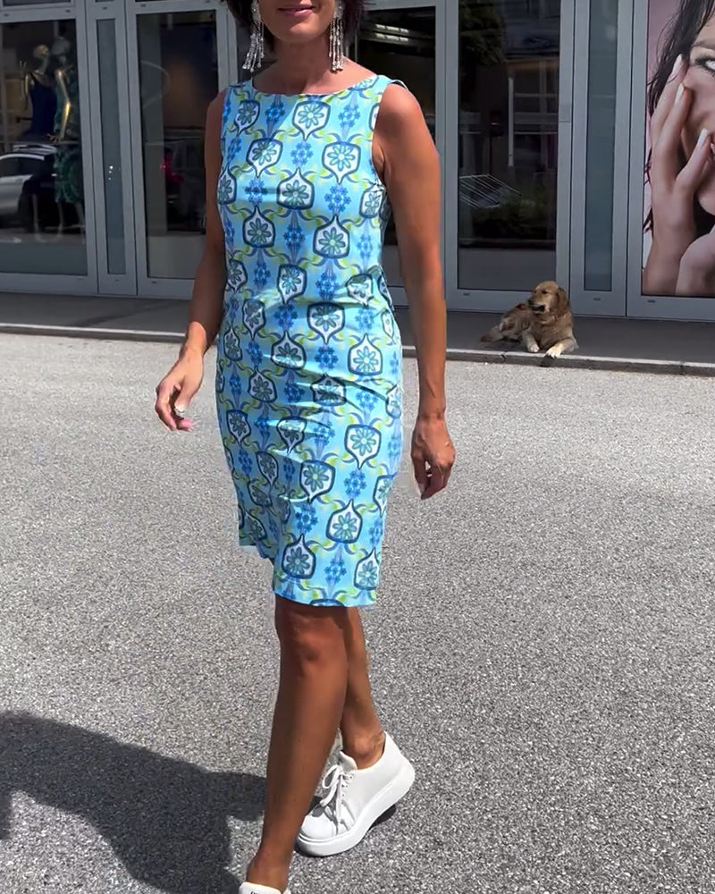 Robe slim imprimée sans manches