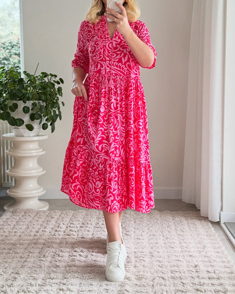 Robe Florale À Manches Courtes Ample