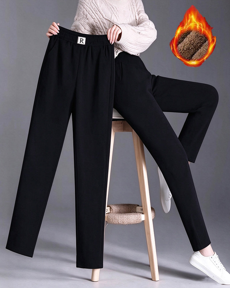 Pantalon Taille Haute Doublé Polaire Épaissi Jogger