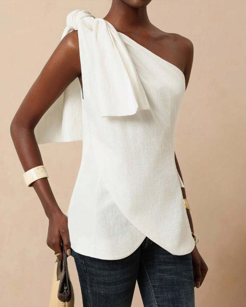 Blouse Off-Épaule Croix Attache Design