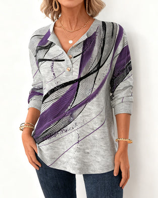 Sweat-Shirt Col Henley Imprimé