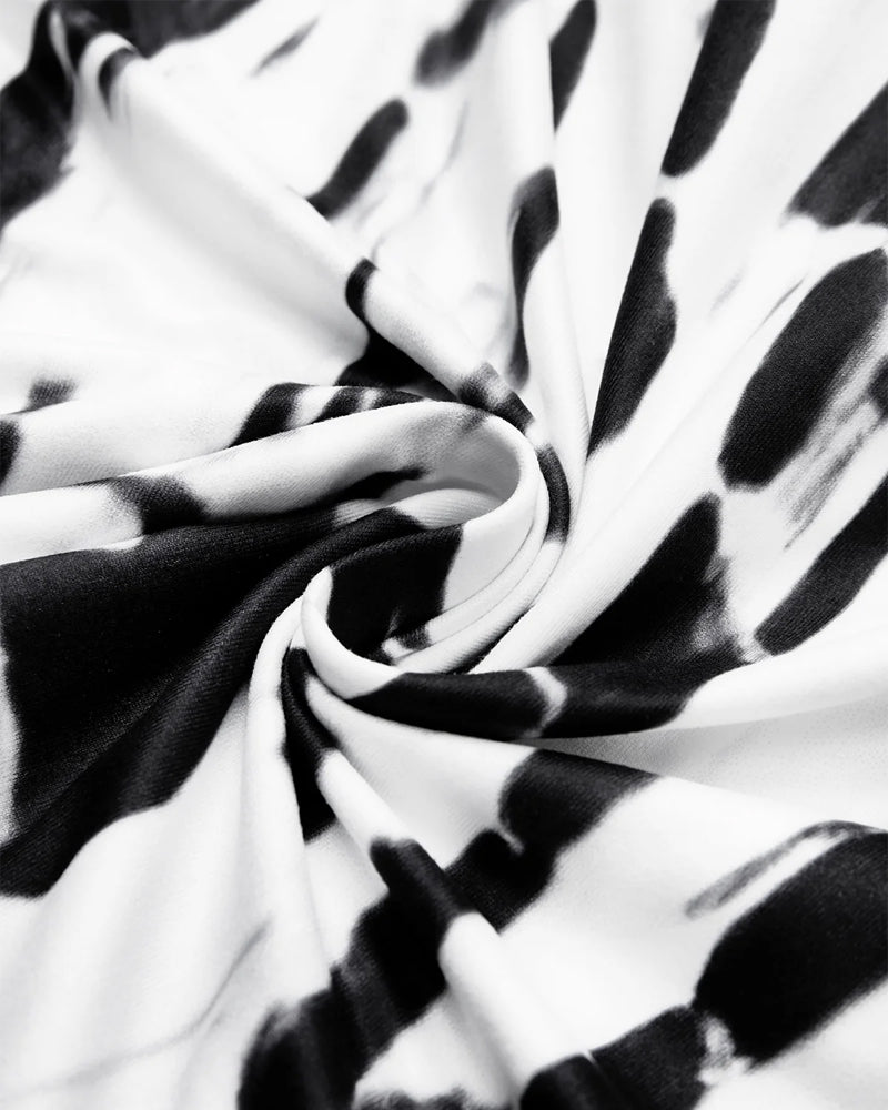 Robe col V boutonnée imprimée