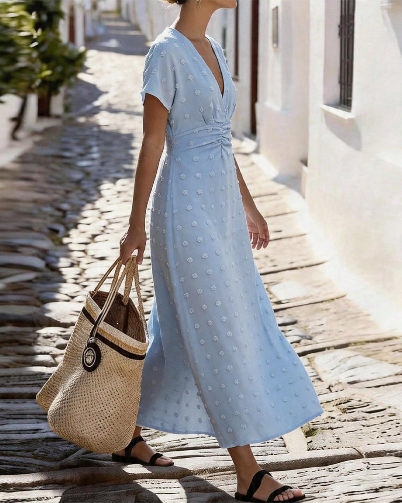 Robe Col V Taille Décontractée