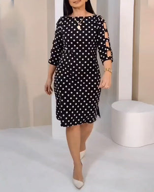 Robe Col Rond À Pois