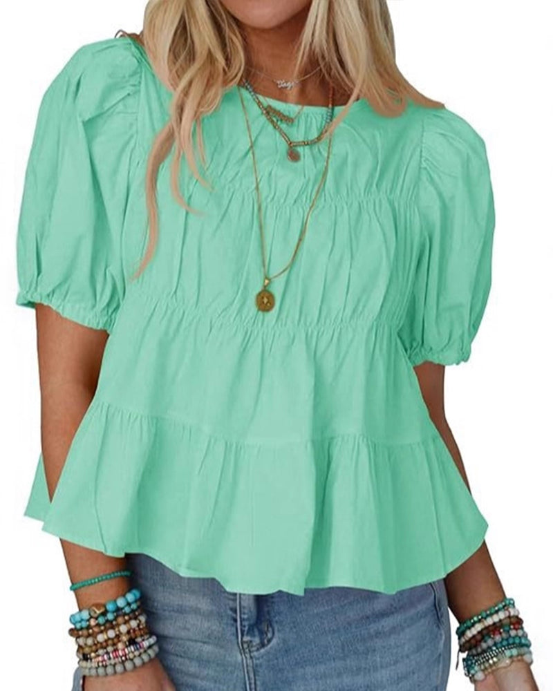 Blouse Manche Bouffante Coupe Loose Volantée