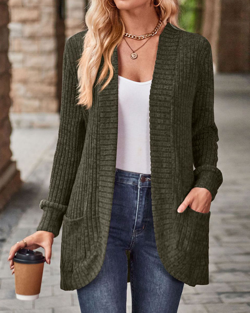 Manteau Brossé Décontracté Manche-Longue