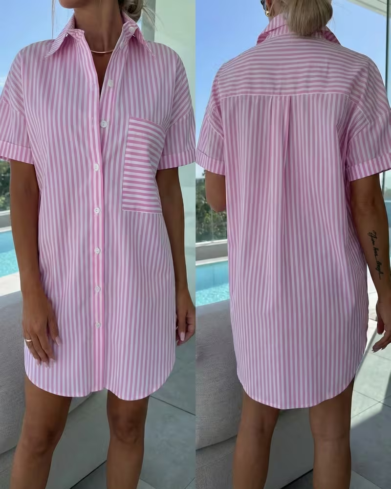 Robe Rayure Chemise Style