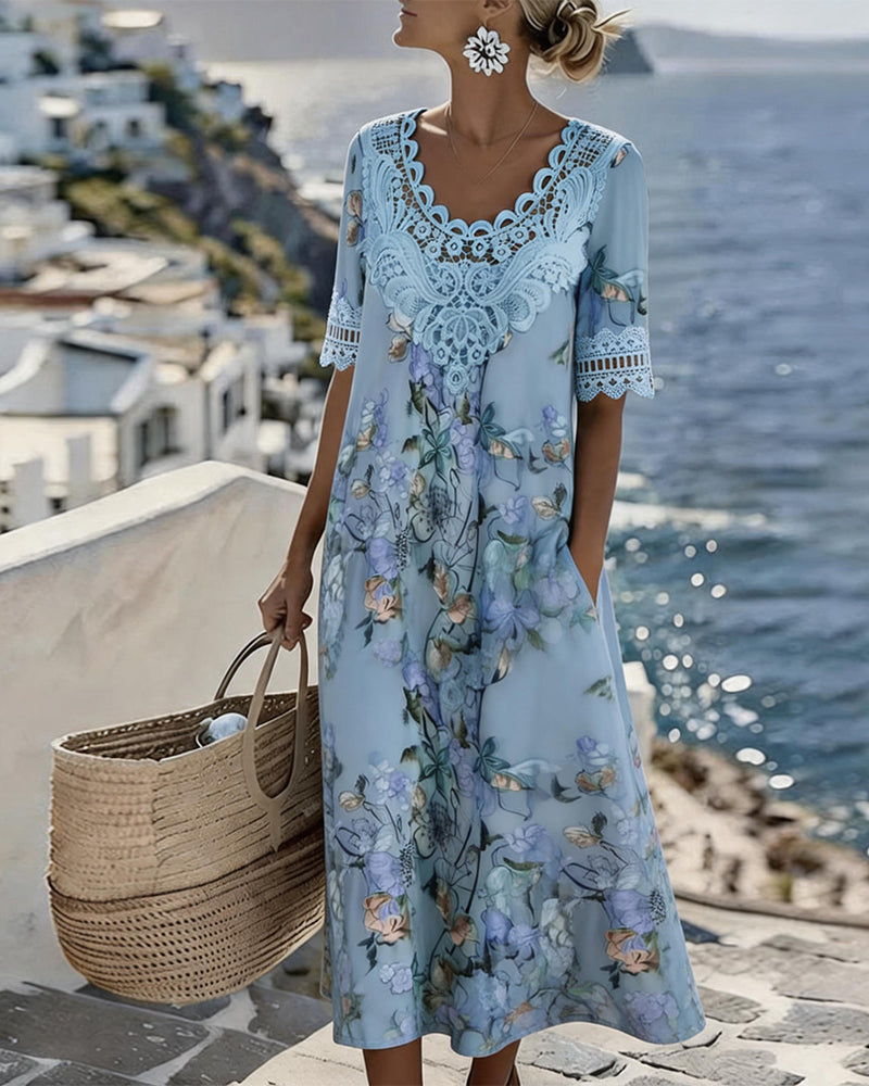 Robe Dentelle Patchwork Floral Décontracté