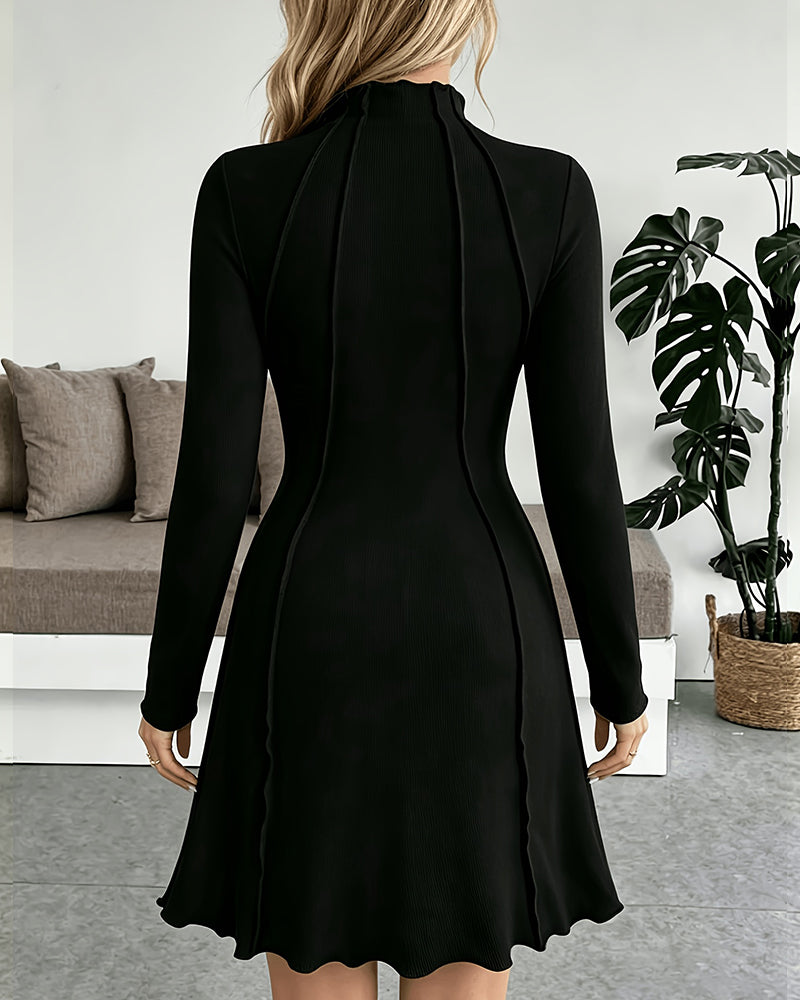 Robe Col Mock Unie Décontractée