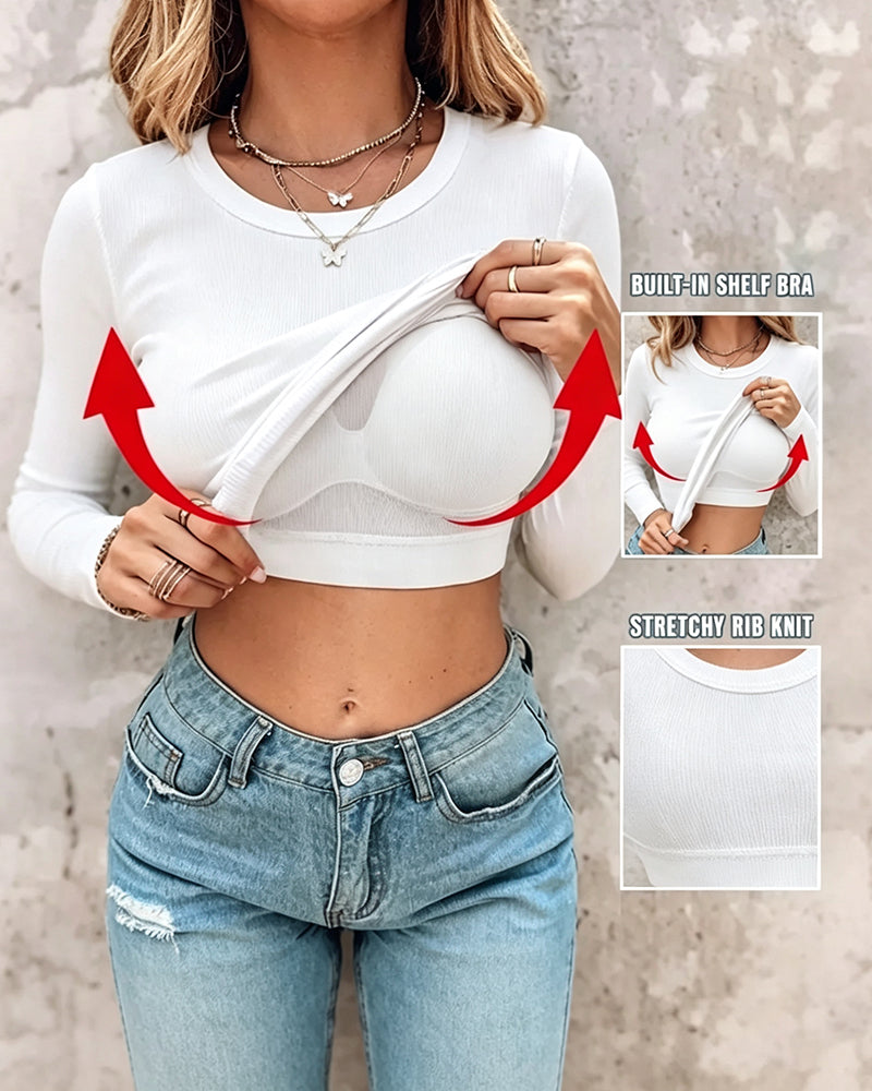Haut Col Rond Unie Soutien-Gorge Intégré