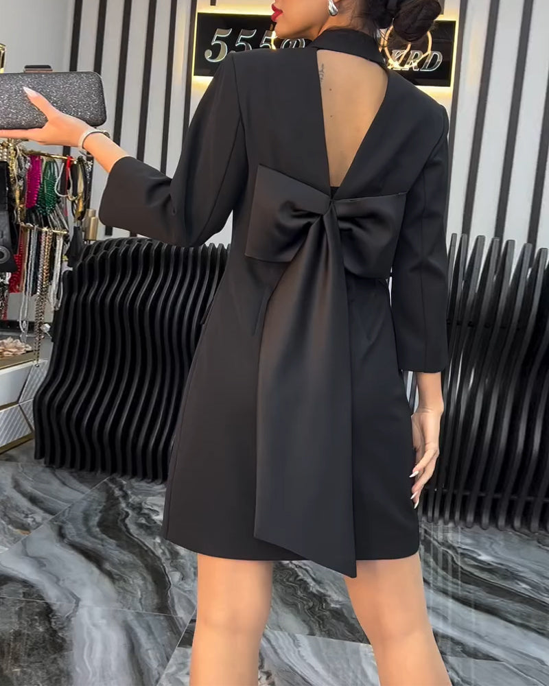 Robe Col Nœud Papillon Costume À Double Boutonnage