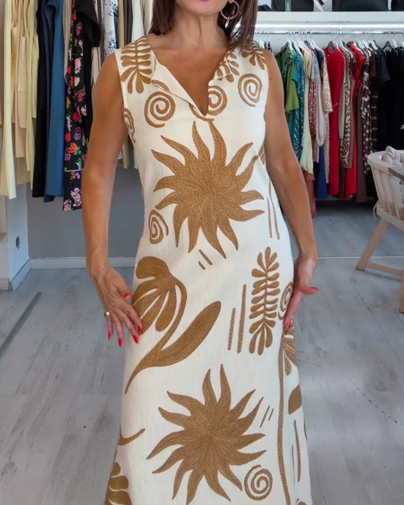 Robe Col En V Sans Manches Droite
