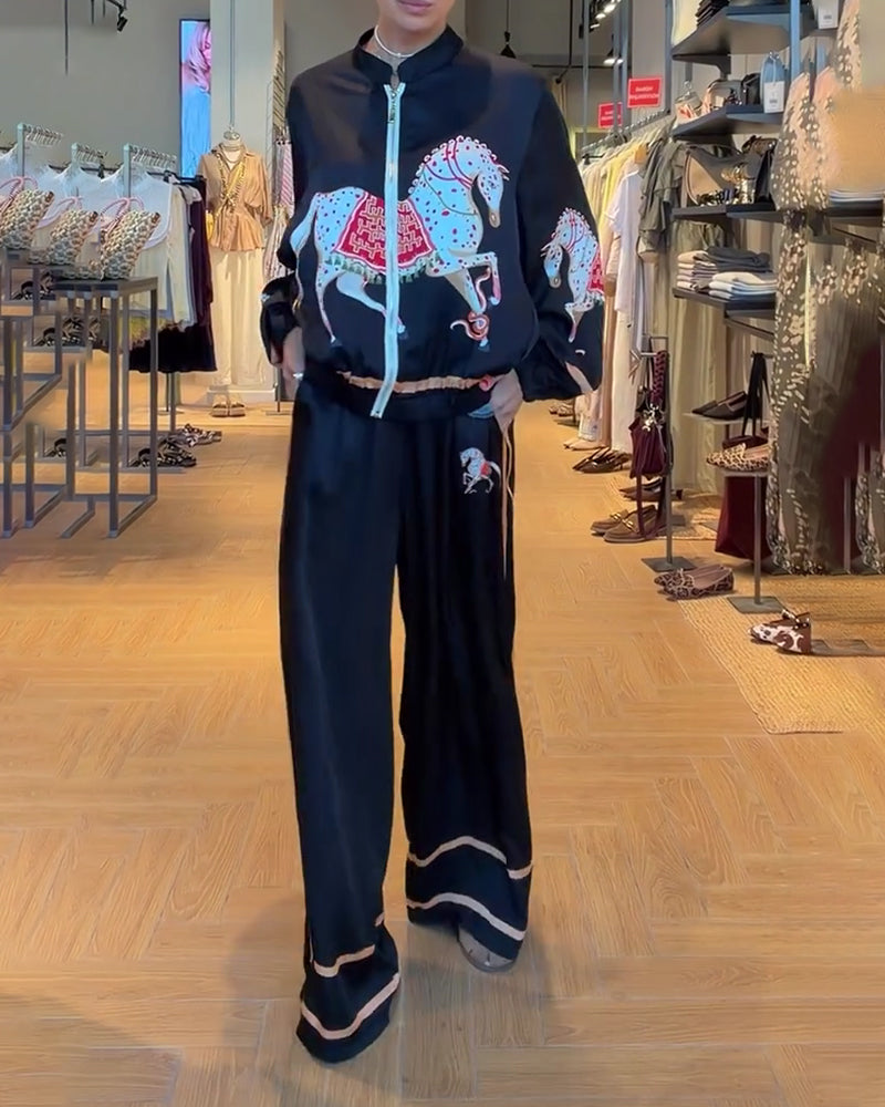 Set Veste Courte Et Pantalon Décontracté