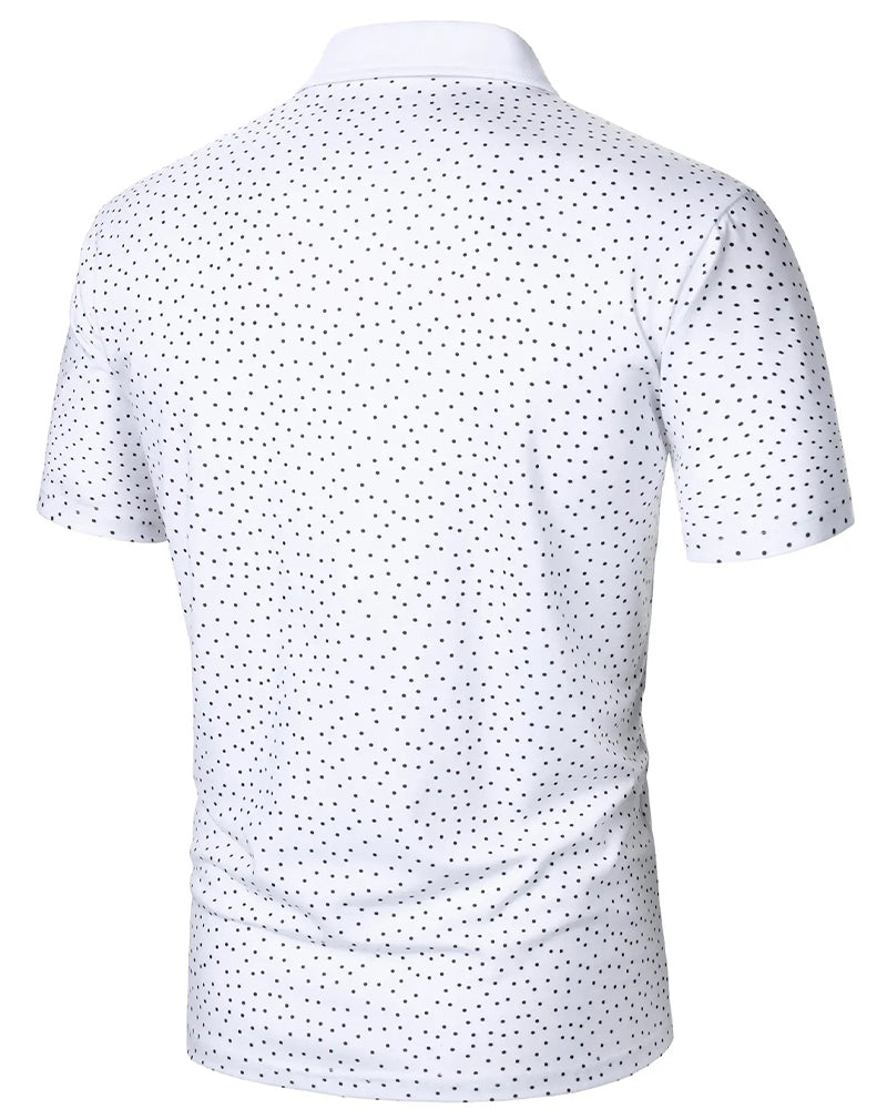 T-Shirt Décontracté À Col Polo Et Petits Pois