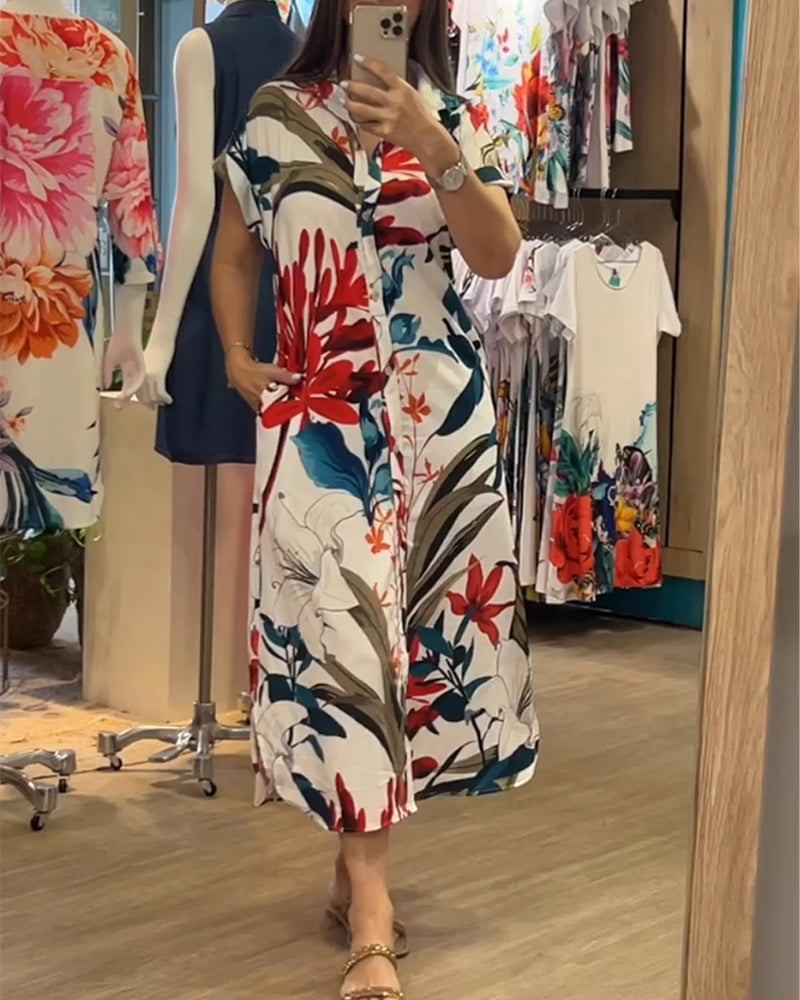 Robe à manches courtes et motif imprimé