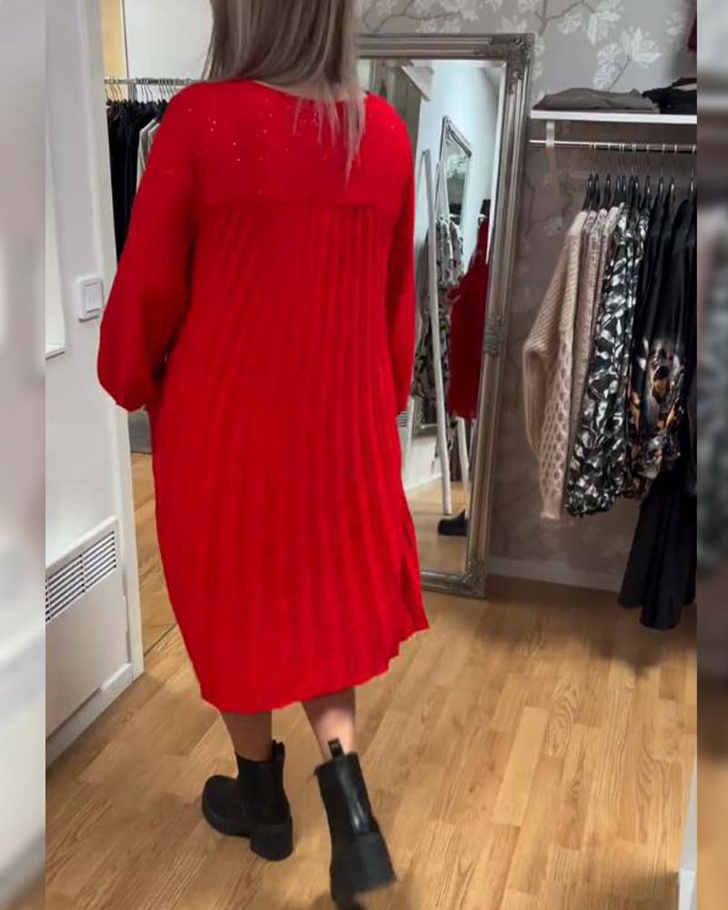 Robe Avec Design à Manches Bouffantes, Détail Plissé Et Silhouette Lâche