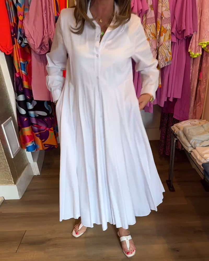 Robe décontractée à revers de couleur unie