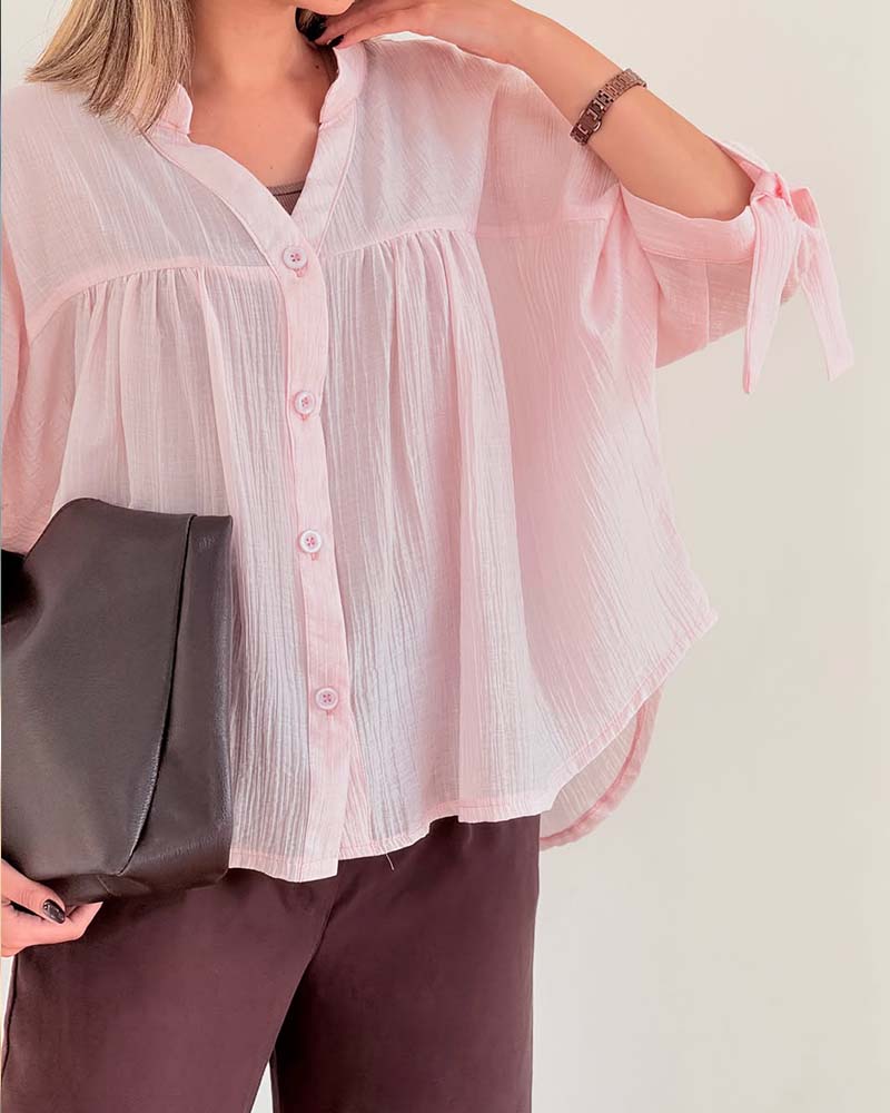 Blouse Décontractée Uni Coupe Ample