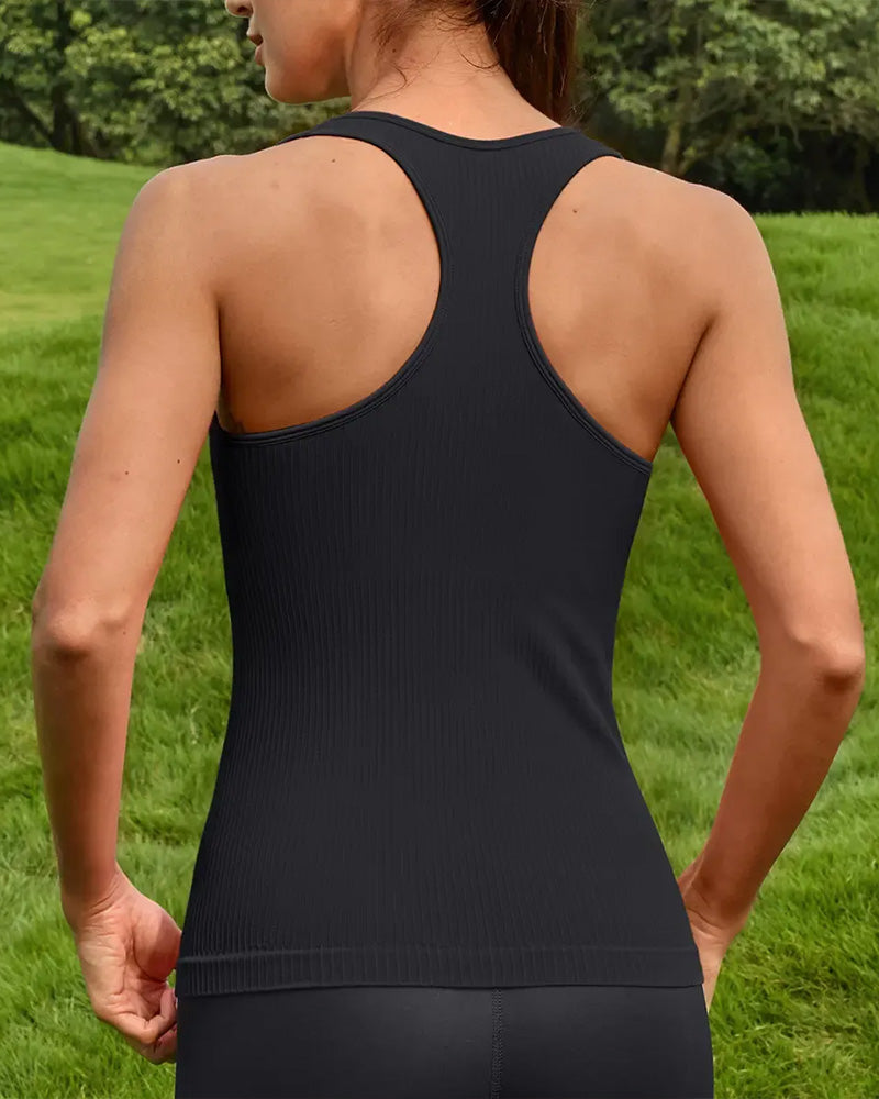 Débardeur Top Racerback Bandeau Soutien-Gorge Intégré