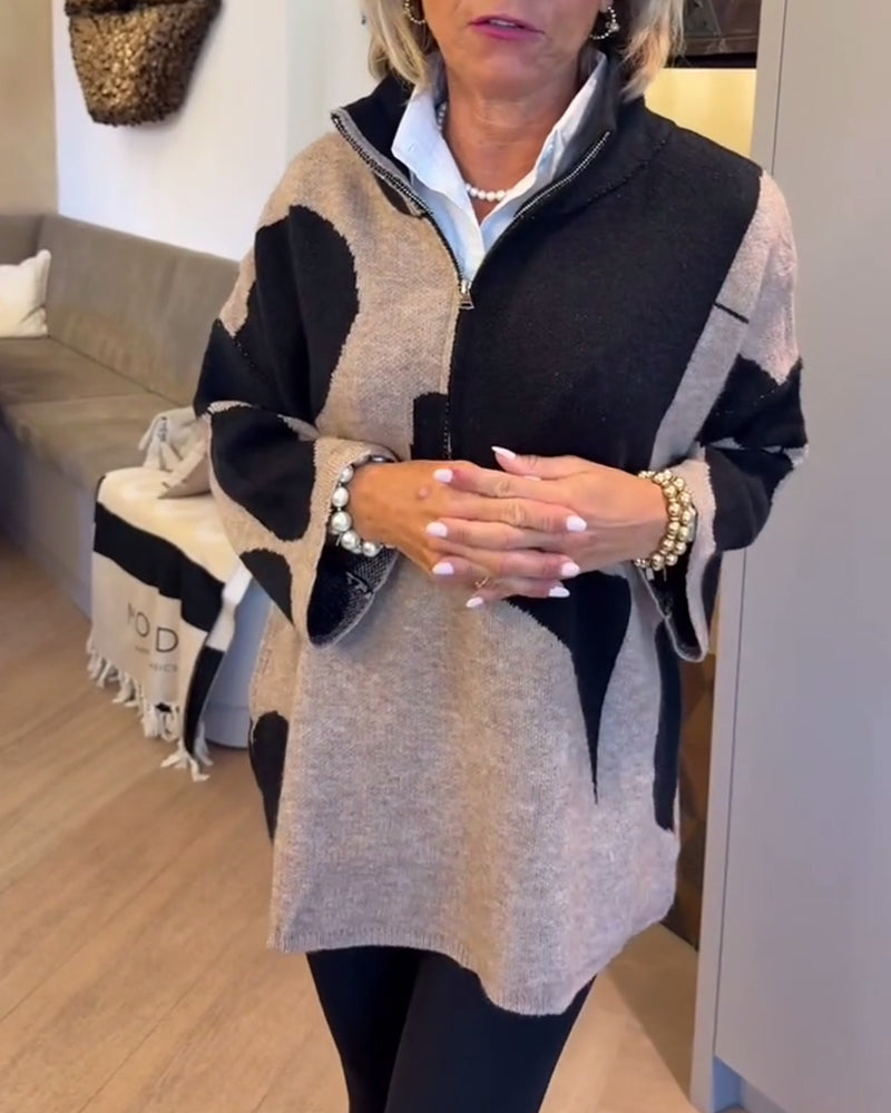 Pull À Demi-Zip Avec Col Montant Tendance