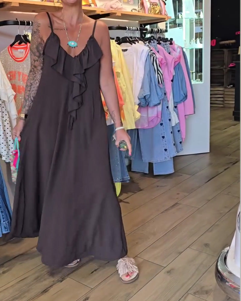 Robes Bretelle Spaghetti Volant A-Ligne