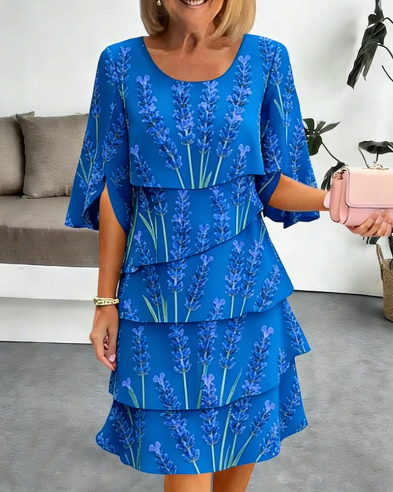 Robe Imprimé Lavande Superposée