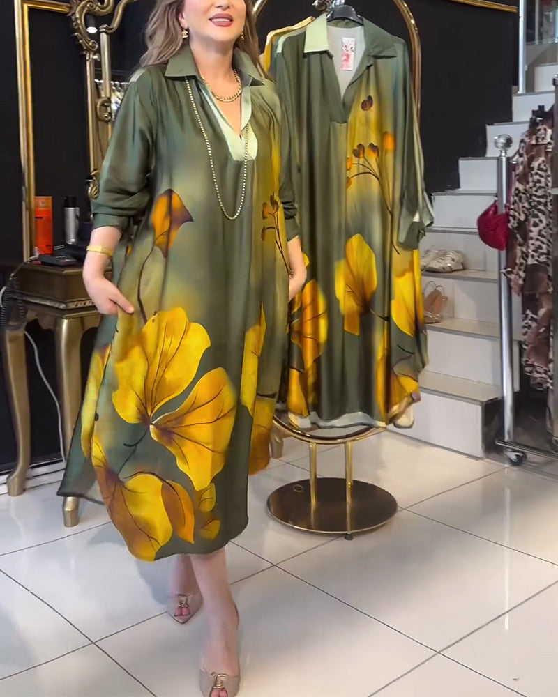 Robe à imprimé dégradé et poches à revers