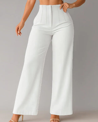 Pantalon Unie Décontracté Blazer Large Jambe